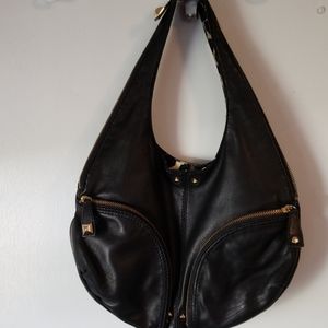 GIANNI BINI SOFT BLACK LEATHER HOBO PURSE